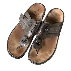 FINN COMFORT Bronze Leather Velcro Strap Sandals 41